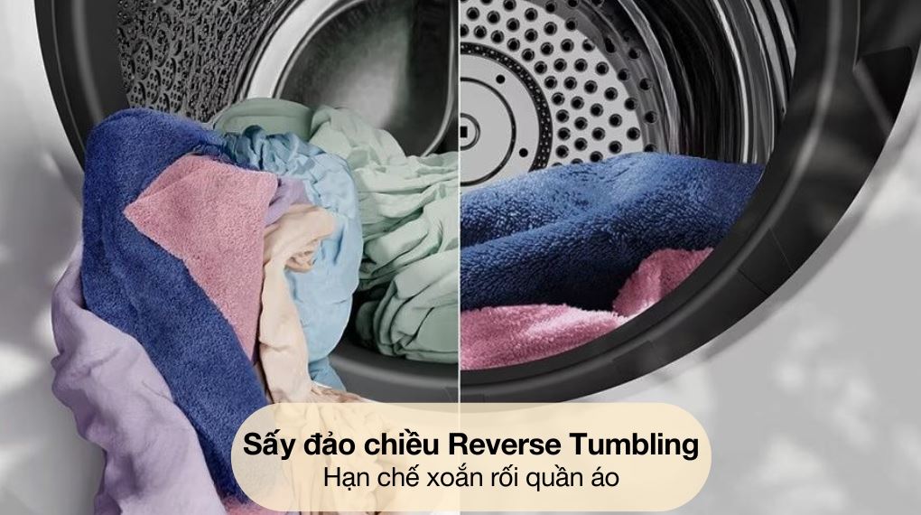 Máy sấy thông hơi Electrolux UltimateCare EDV904H3WC công nghệ sấy đảo chiều reverse tumbling hạn chế xoắn rối quần áo